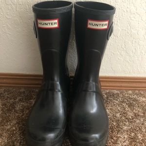 Black glossy short Hunter Boots
